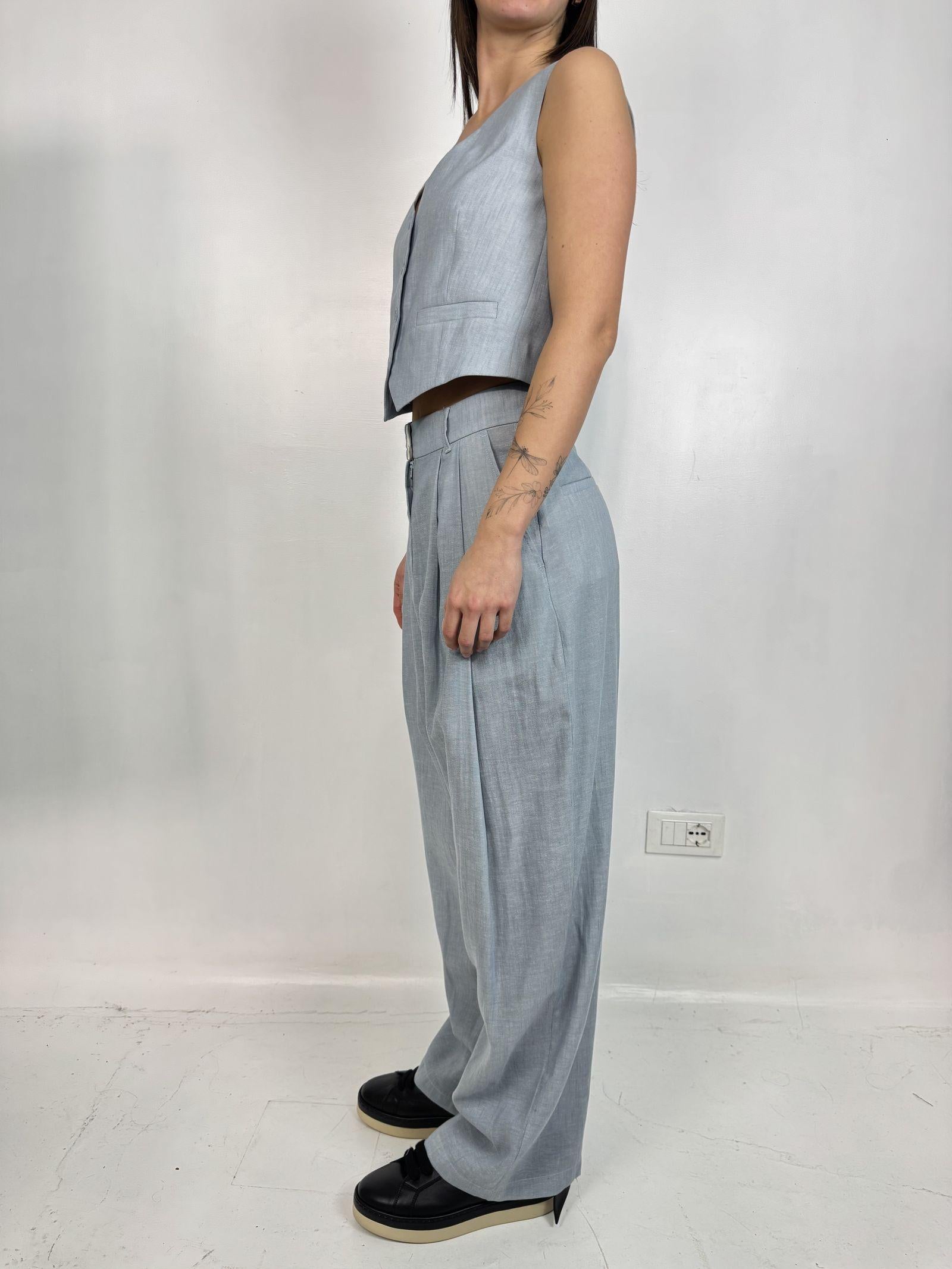 Gilet monopetto in lino - Eleh SS260309 BLU ELEH 