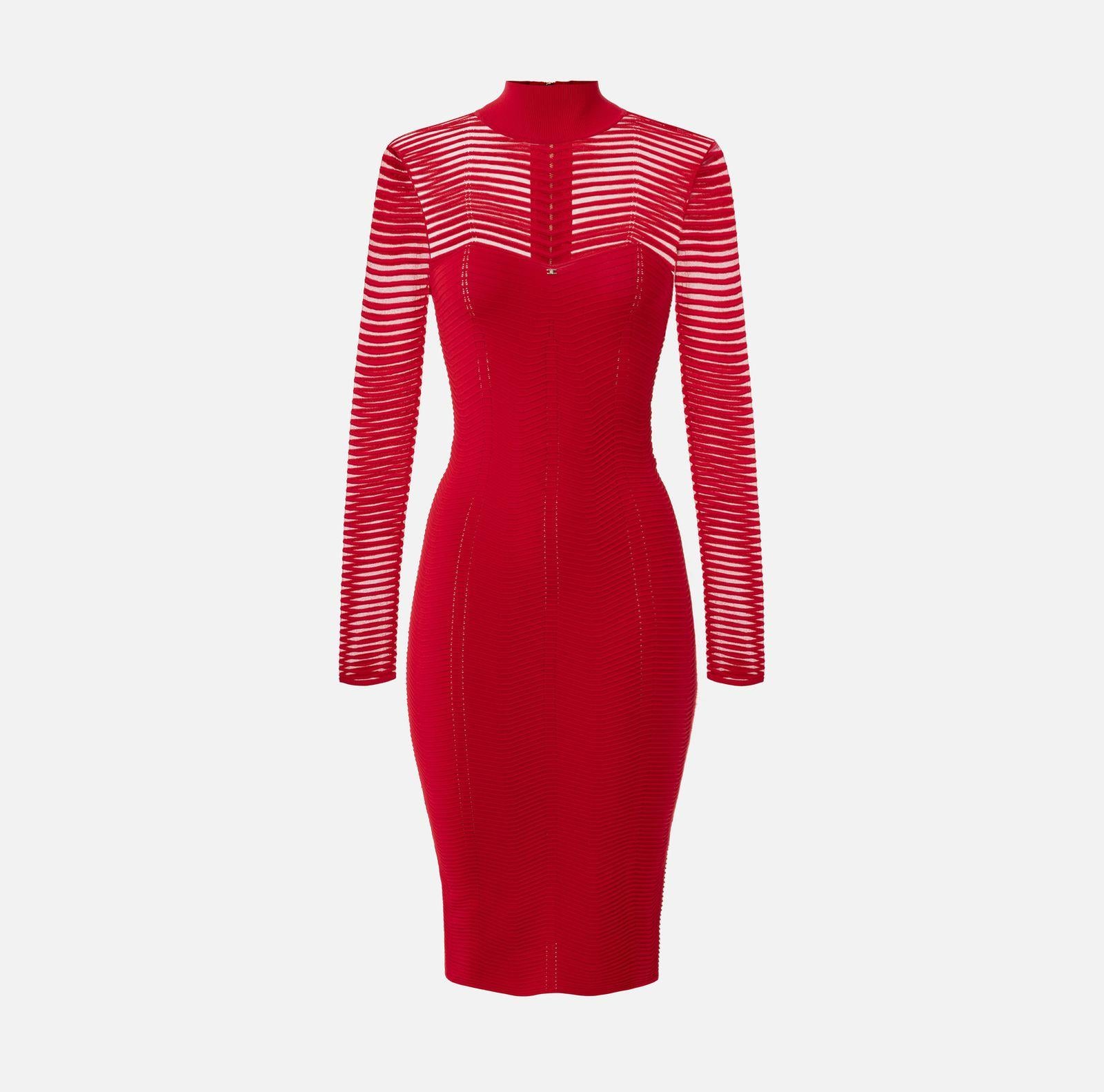 Abito midi con motivo chevron - Elisabetta Franchi AM02B46E2 CG5 ELISABETTA FRANCHI 