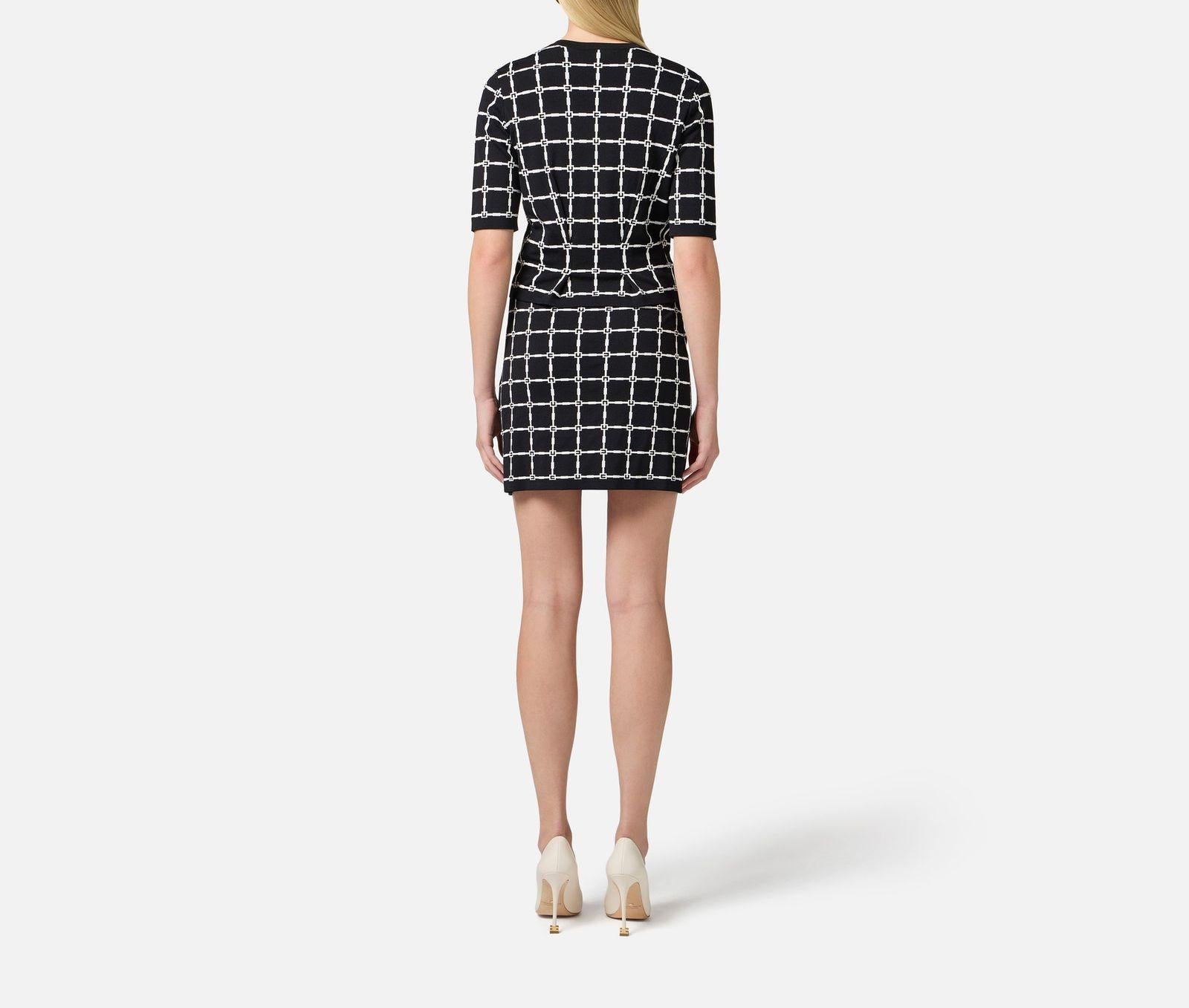 Maglia cardigan in jacquard logo - Elisabetta Franchi MK60B51E2 E84 ELISABETTA FRANCHI 