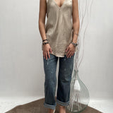 Top satinato scollo profondo - Ofelia MS2007 BEIGE OFELIA 