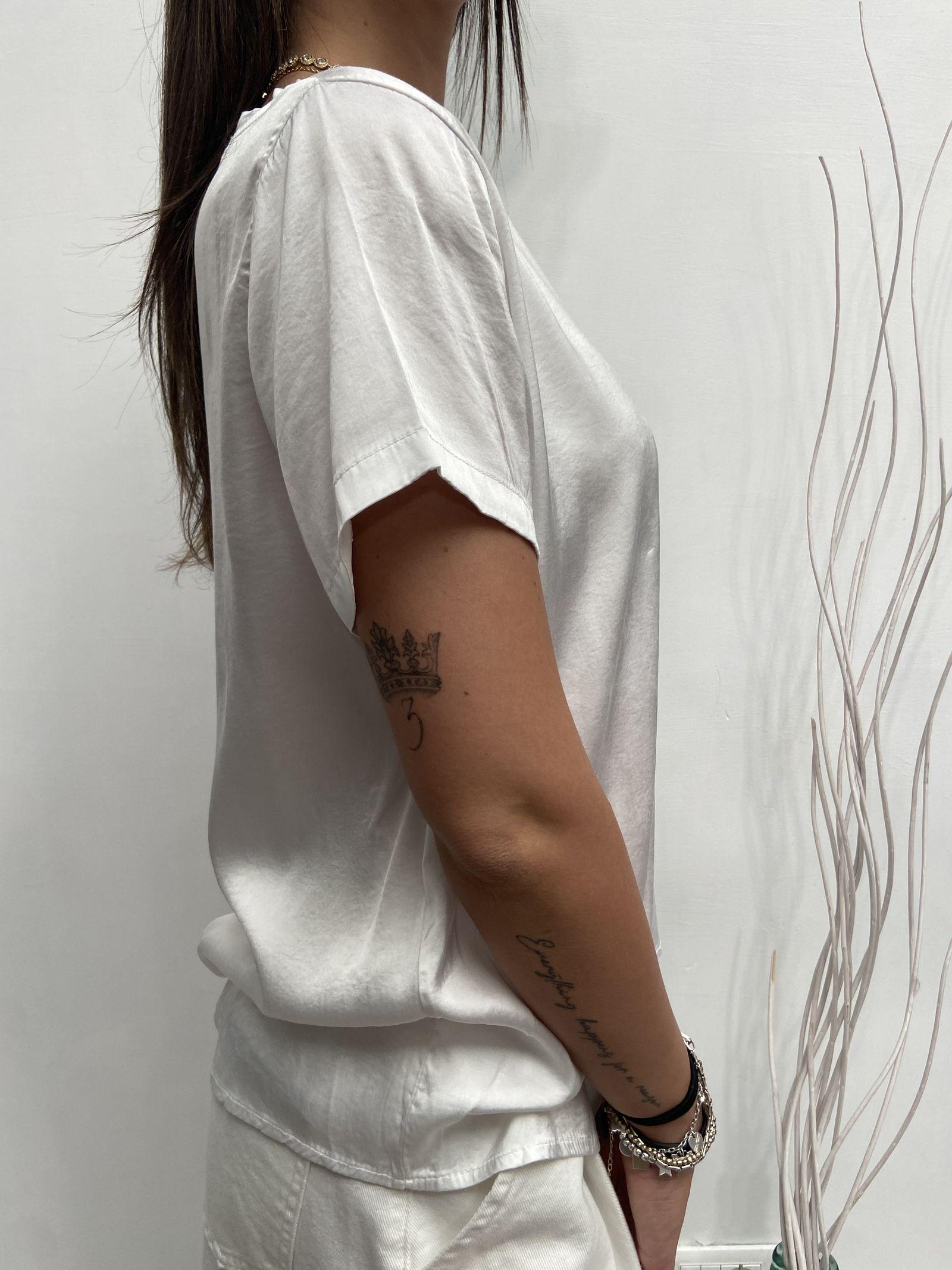 T- shirt girocollo satinata - Ofelia MS2003 BIANCO OFELIA 