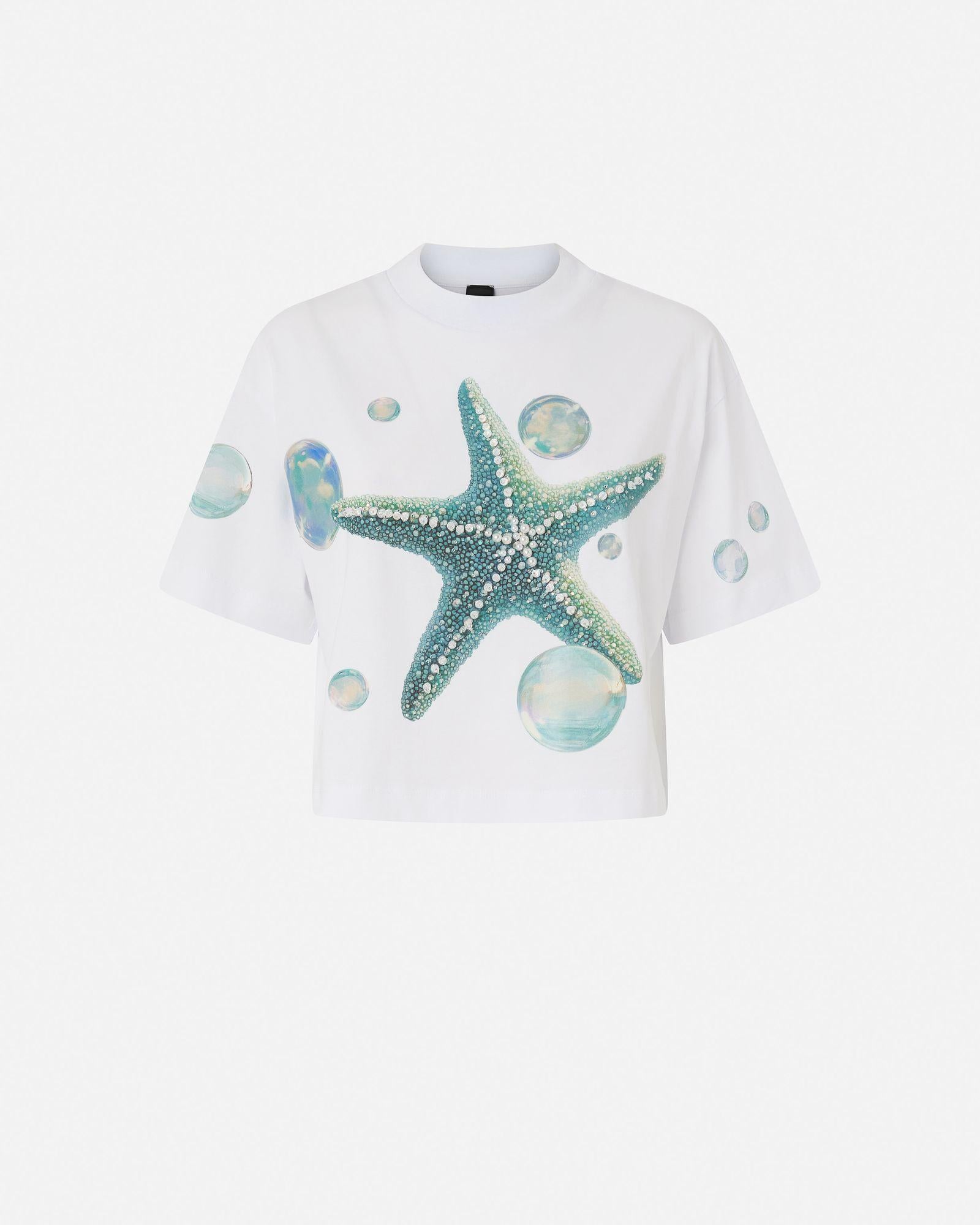 T-shirt con stampa e applicazioni 105704A2UG Z05 PINKO 
