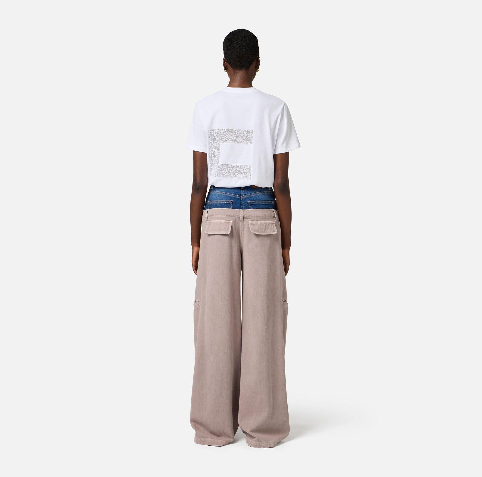 T-shirt in voile ricamato - Elisabetta Franchi MA03151E1 270 ELISABETTA FRANCHI 