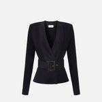 Giacca in maglia con cintura - Elisabetta Franchi MK48S57E2 110 ELISABETTA FRANCHI 