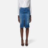 Gonna in denim con spacco - Elisabetta Franchi GJ35N51E2 139 ELISABETTA FRANCHI 