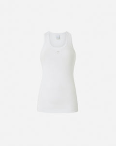 Top canotta a costine con logo uccellini