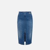 Gonna in denim con spacco - Elisabetta Franchi GJ35N51E2 139 ELISABETTA FRANCHI 