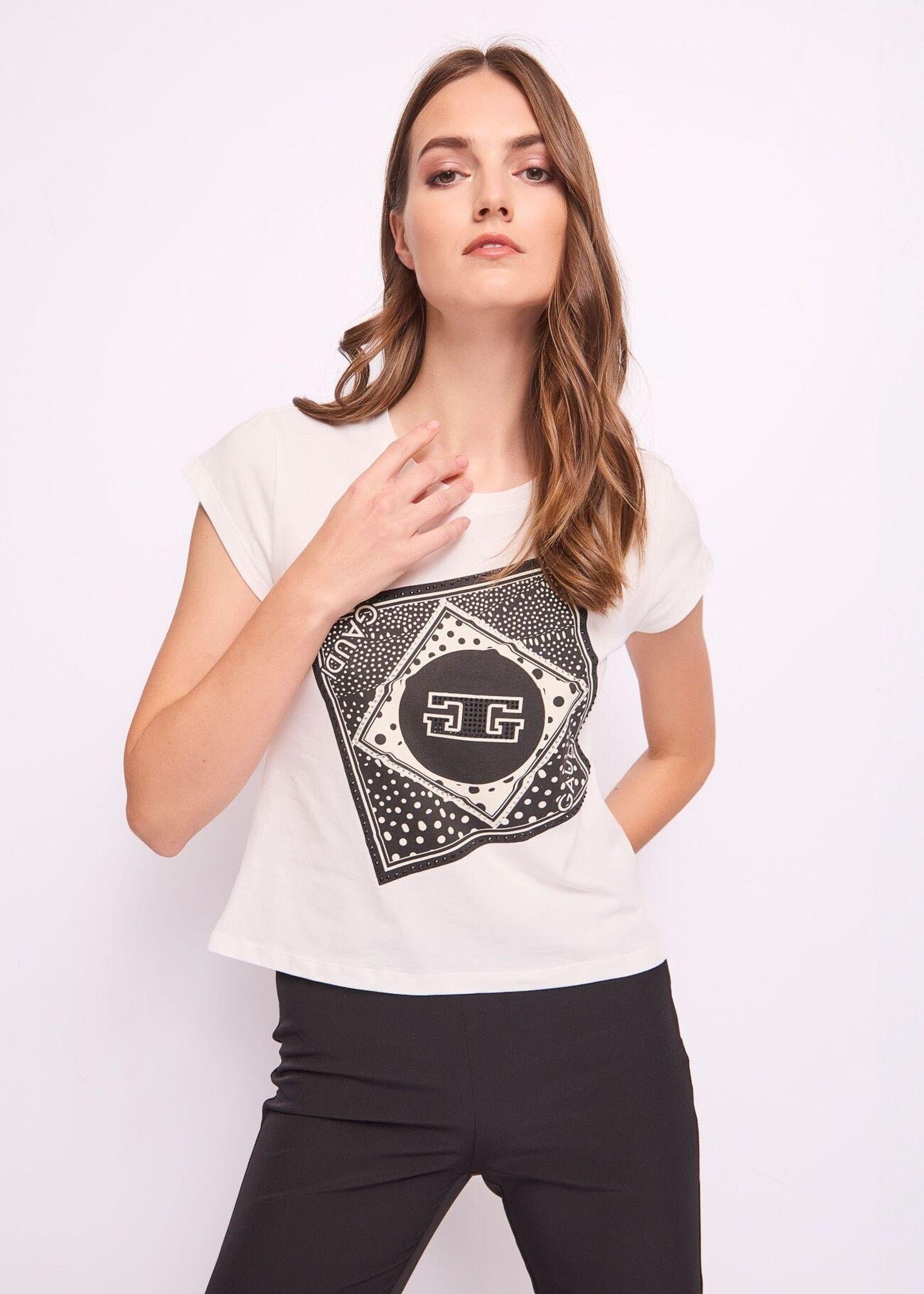 T-shirt con stampa e strass 511FD64016 2101 GAUDI' 