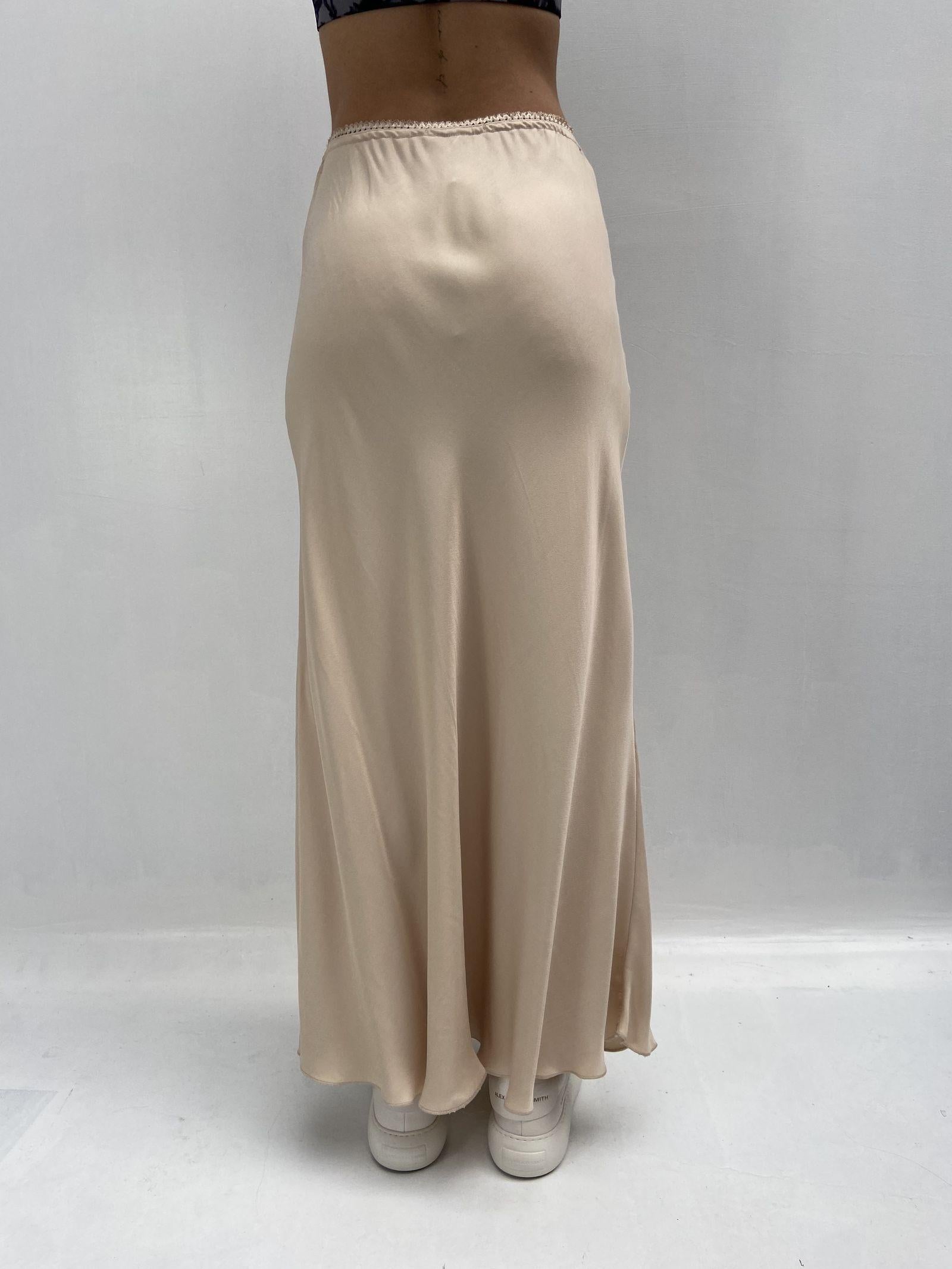 Gonna satinata con passamaneria in vita 887613 CREMA OFELIA 
