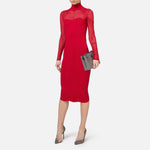 Abito midi con motivo chevron e maniche lunghe AM02B46E2 CG5 ELISABETTA FRANCHI 