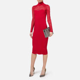 Abito midi con motivo chevron e maniche lunghe AM02B46E2 CG5 ELISABETTA FRANCHI 