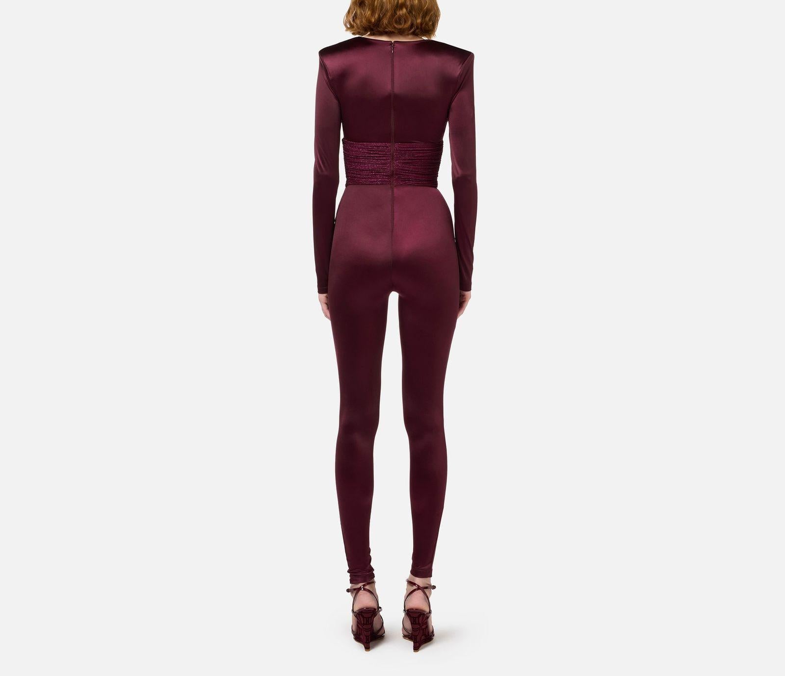 Tuta in lycra lucida con inserti plissè TU01946E2 CG3 ELISABETTA FRANCHI 