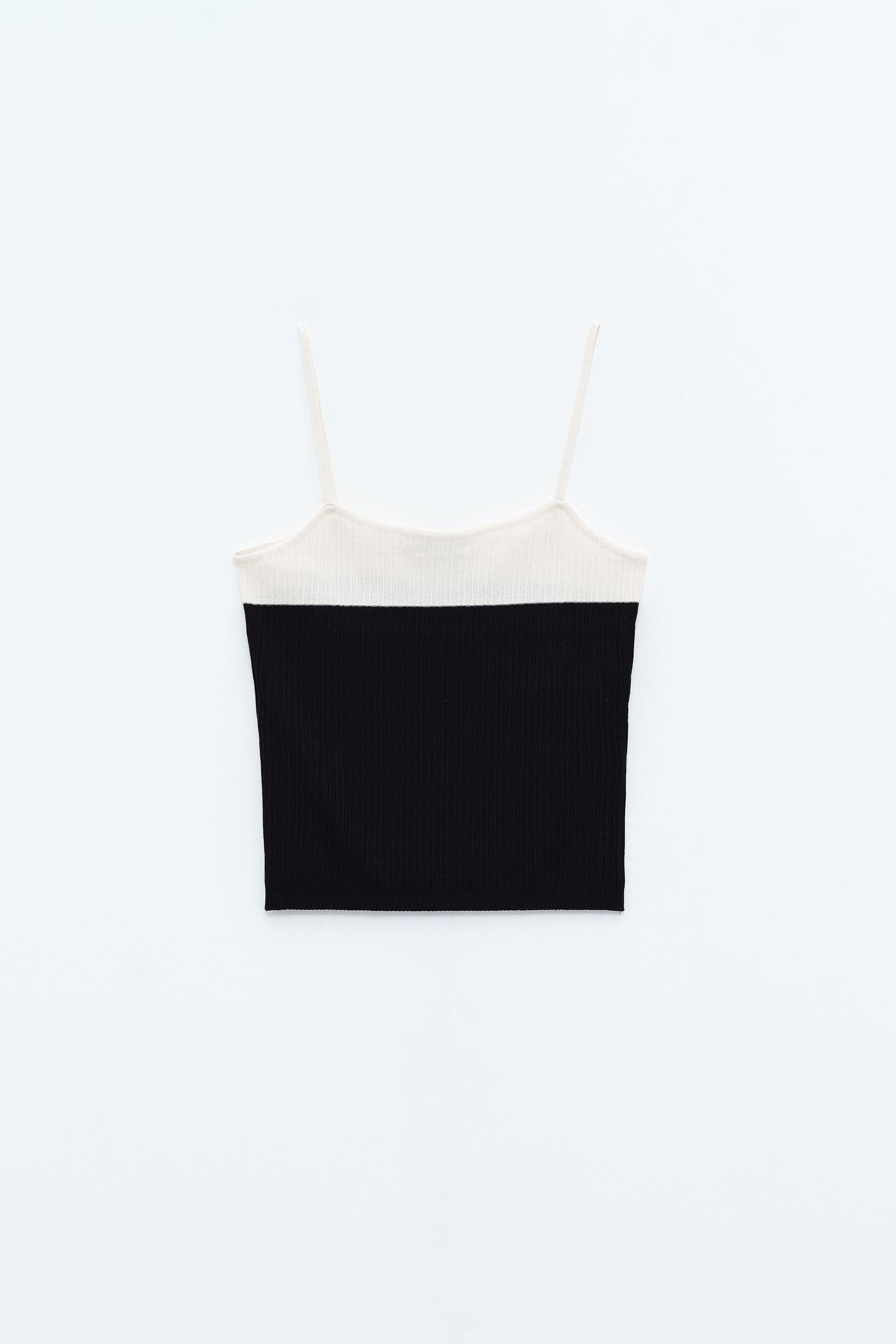 Top cropped bicolore SSEM05012 NERO ELEH 