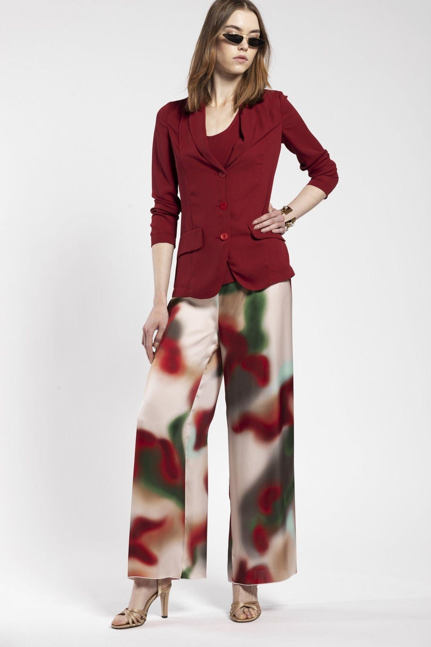 Pantalone in raso fantasia multicolor PIOB30D8 03 CARLA G. 