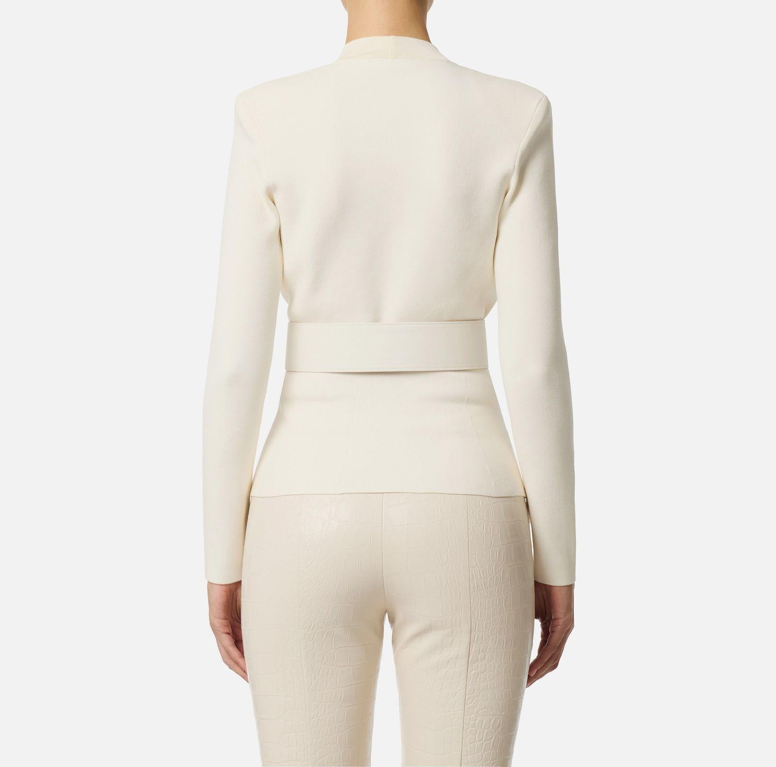 Giacca in maglia con cintura - Elisabetta Franchi MK48S57E2 DZ9 ELISABETTA FRANCHI 