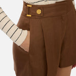 Shorts in lino con cinturini - Elisabetta Franchi SH01162E2 600 ELISABETTA FRANCHI 