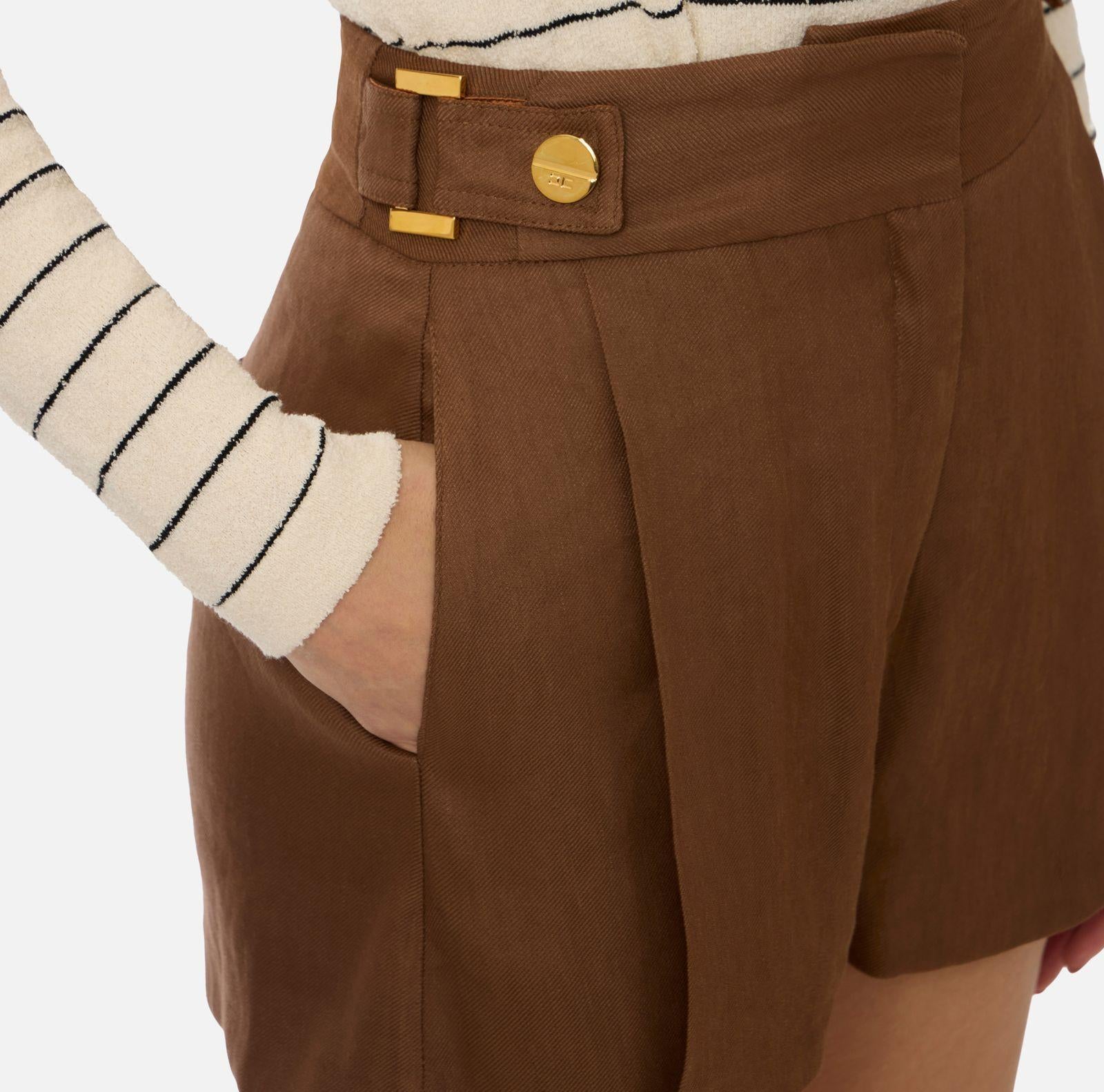 Shorts in lino con cinturini - Elisabetta Franchi SH01162E2 600 ELISABETTA FRANCHI 