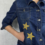 Giubbotto corto in denim con orsetti