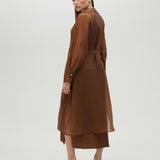 Trench lungo in organza con cintura