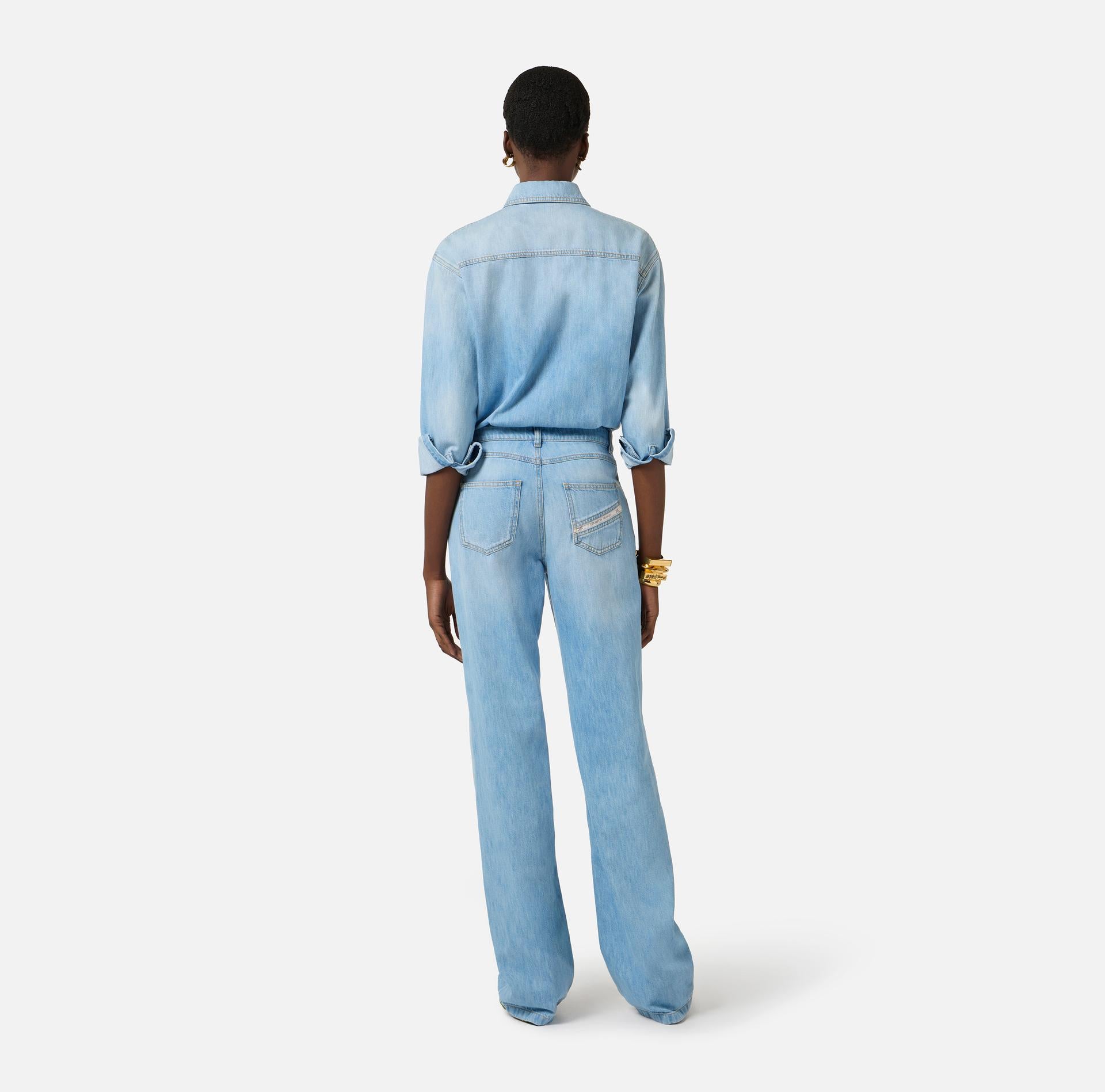 Tuta denim con lettering - Elisabetta Franchi TJ44D61E2 192 ELISABETTA FRANCHI 