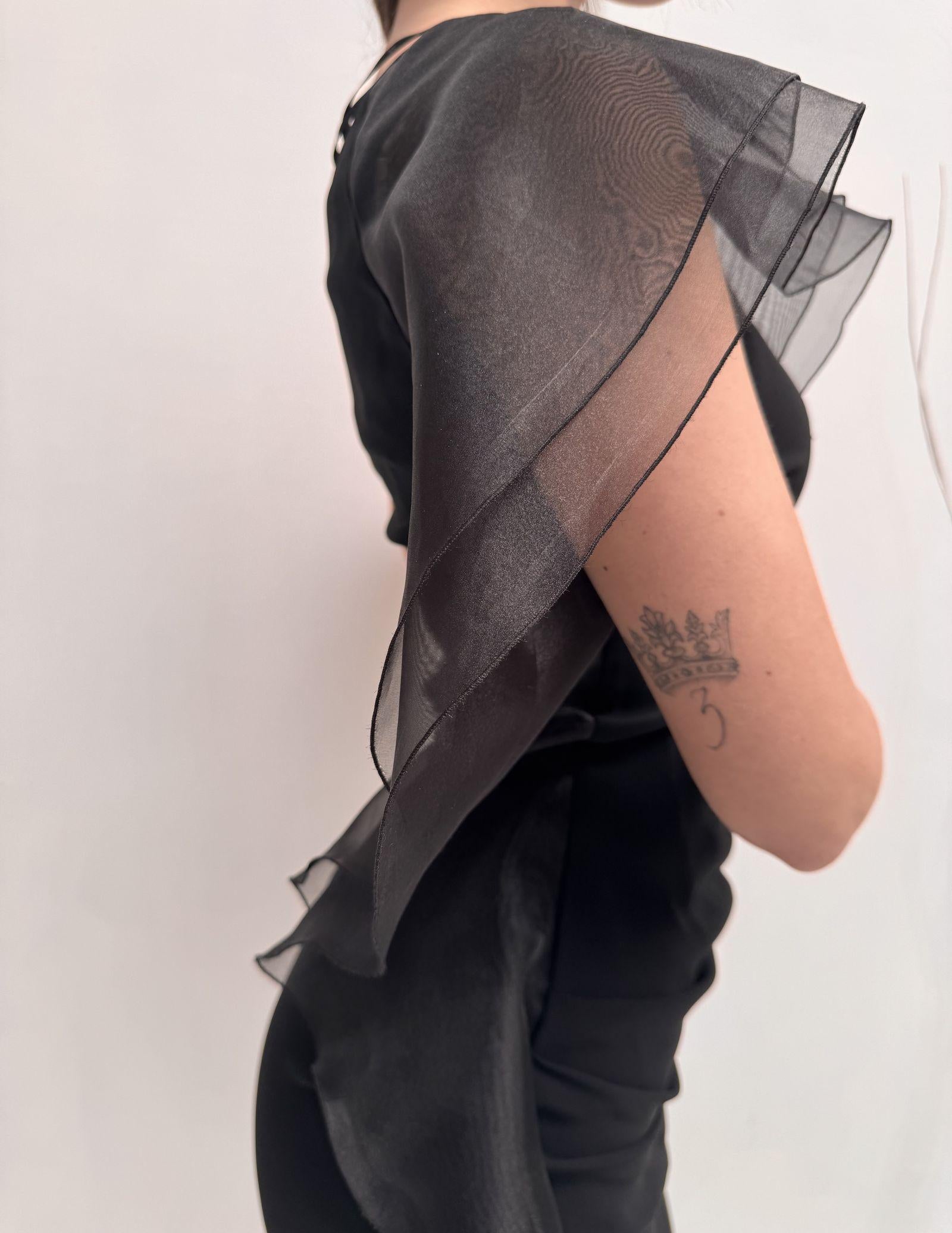 Abito monospalla con balze - Elisabetta Franchi AB76711E2 110 ELISABETTA FRANCHI 