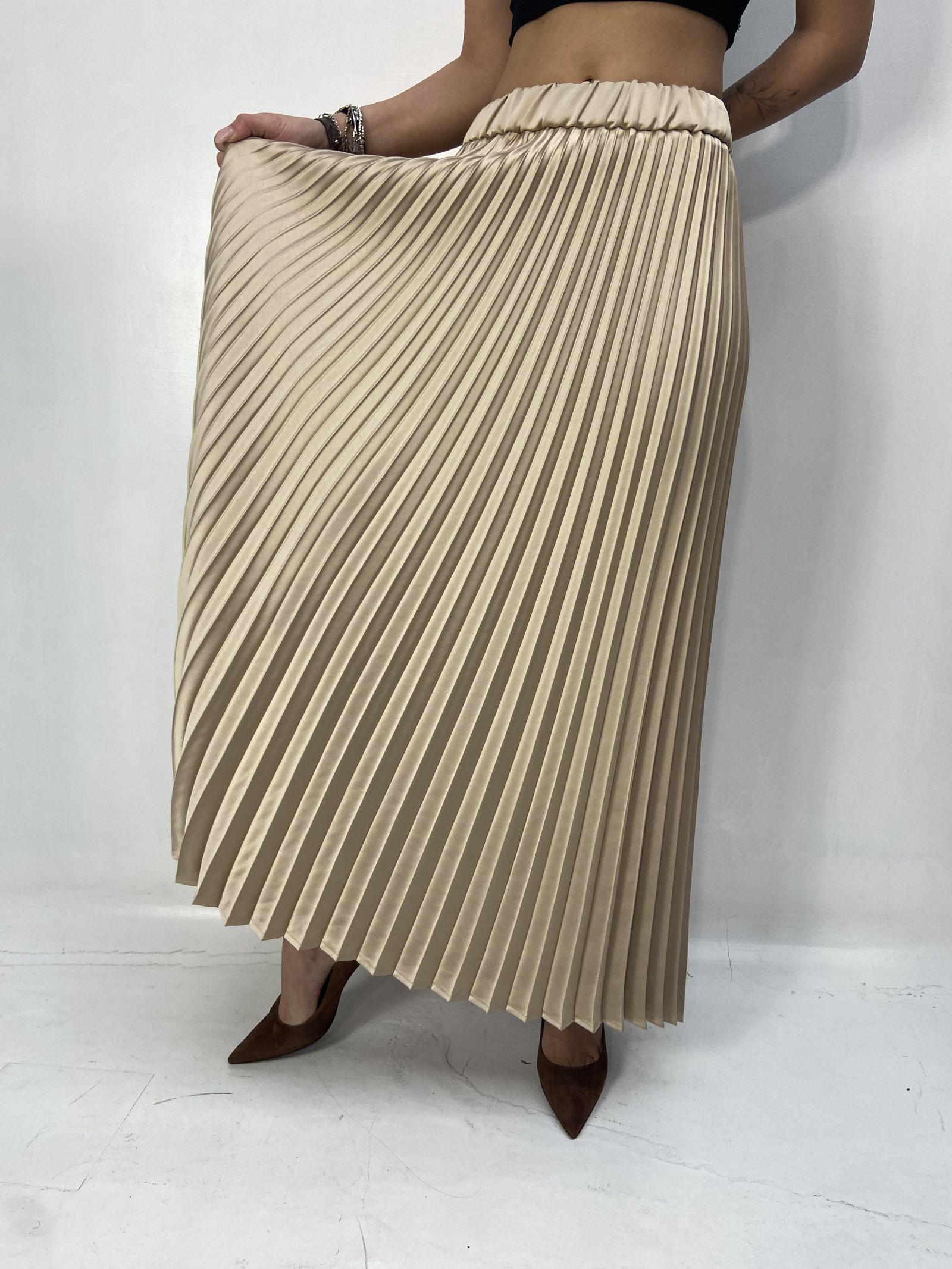 Gonna in raso plissè - Ofelia SK1183 CAMMELLO OFELIA 