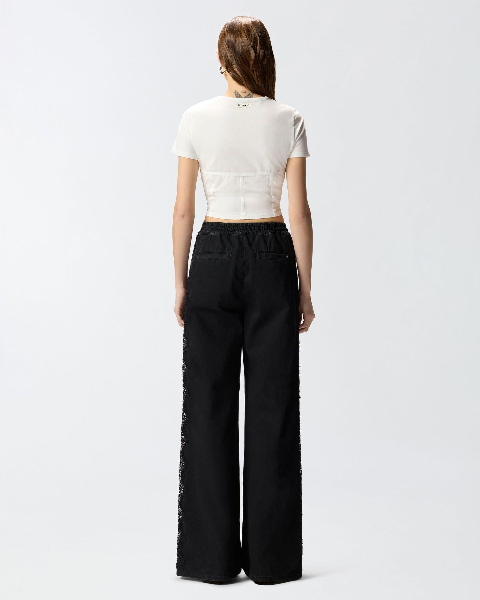 Pantaloni con banda laterale in pizzo - Pinko 106422A33U Z99 PINKO 