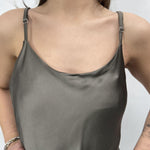 Abito lungo in raso - Ofelia D160 TAUPE OFELIA 