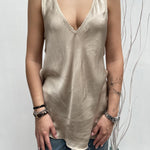 Top satinato scollo profondo - Ofelia MS2007 BEIGE OFELIA 