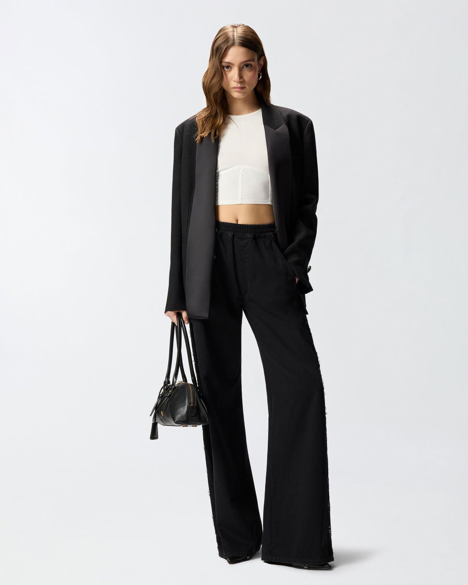 Pantaloni con banda laterale in pizzo - Pinko 106422A33U Z99 PINKO 