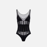 Body in tulle con dettagli in vinile BO00256E2 110 ELISABETTA FRANCHI 