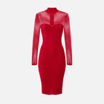 Abito midi con motivo chevron e maniche lunghe AM02B46E2 CG5 ELISABETTA FRANCHI 