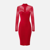 Abito midi con motivo chevron e maniche lunghe AM02B46E2 CG5 ELISABETTA FRANCHI 