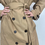 Trench lungo doppio petto B9322 CAMMELLO OFELIA 