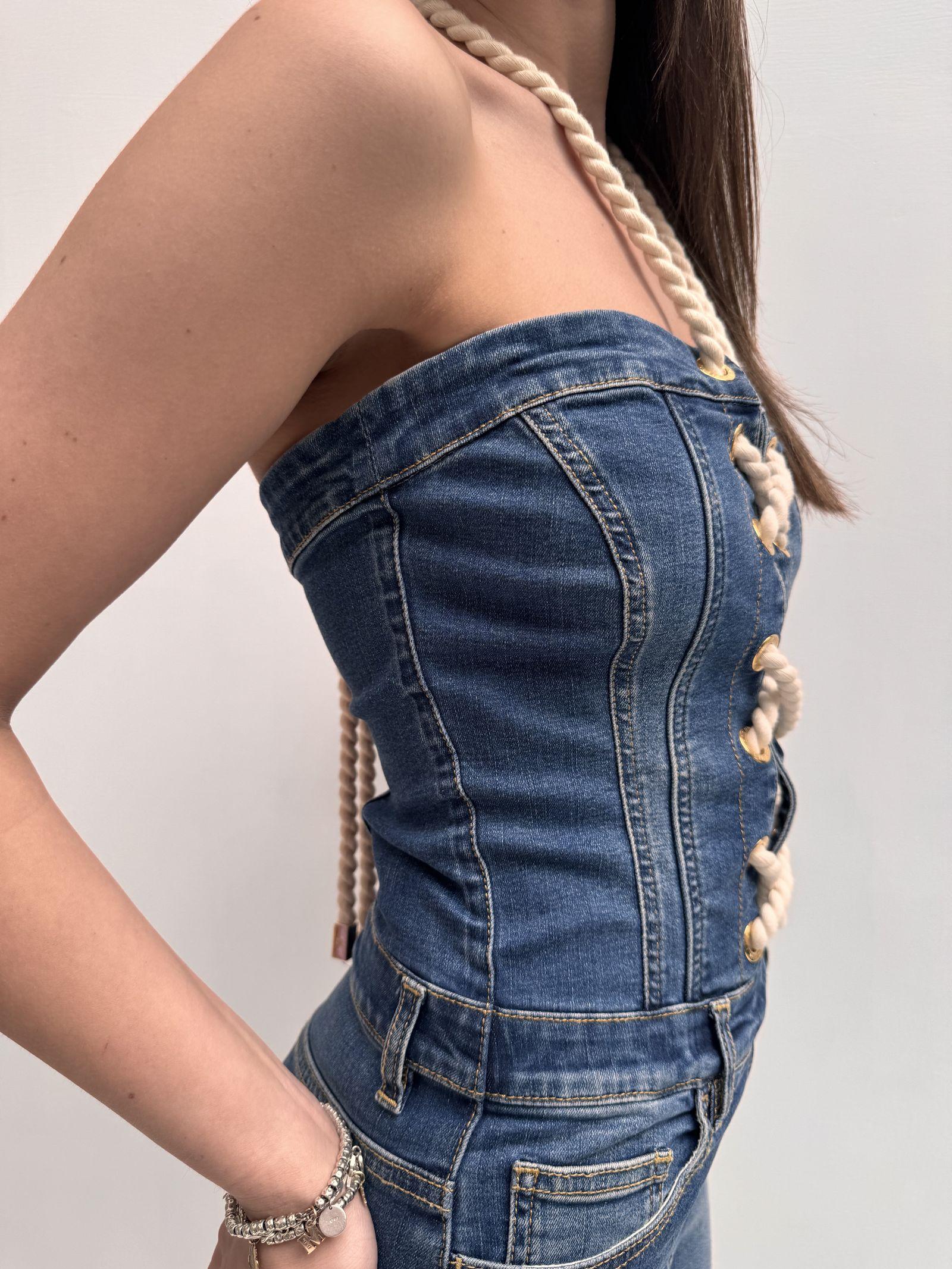 Tuta con allacciatura in corda - Elisabetta Franchi TJ12S01E2 104 ELISABETTA FRANCHI 