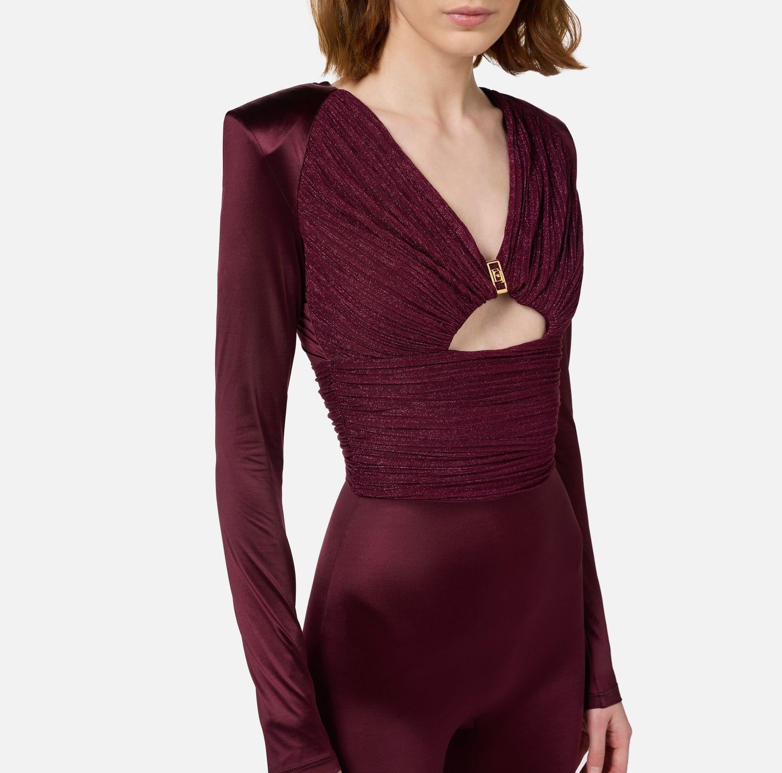 Tuta in lycra lucida con inserti plissè TU01946E2 CG3 ELISABETTA FRANCHI 