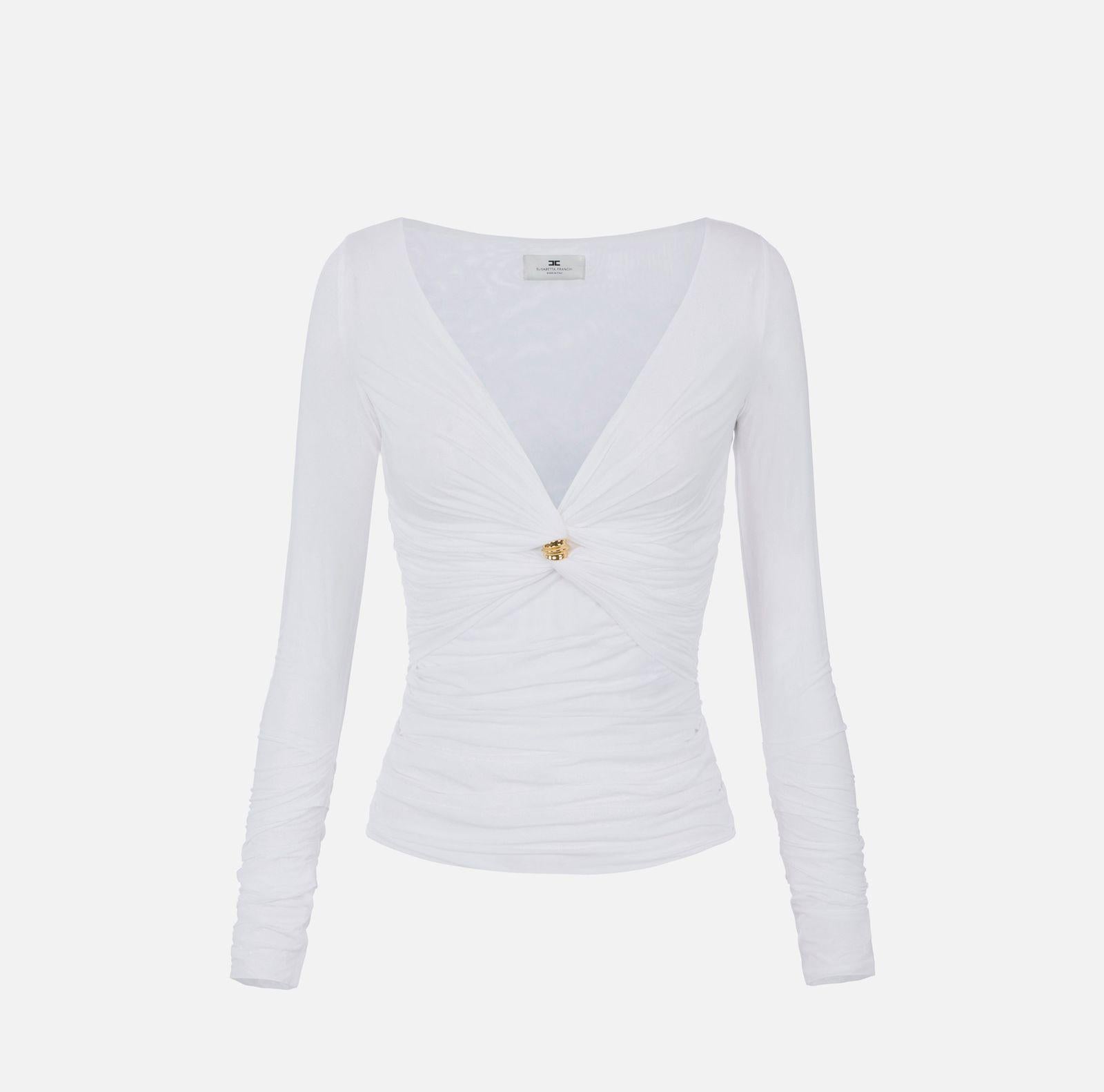 Maglia in jersey con gioiello - Elisabetta Franchi MD02962E3 360 ELISABETTA FRANCHI 