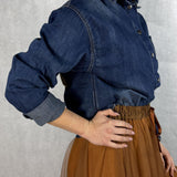 Camicia corta in denim con orsetti