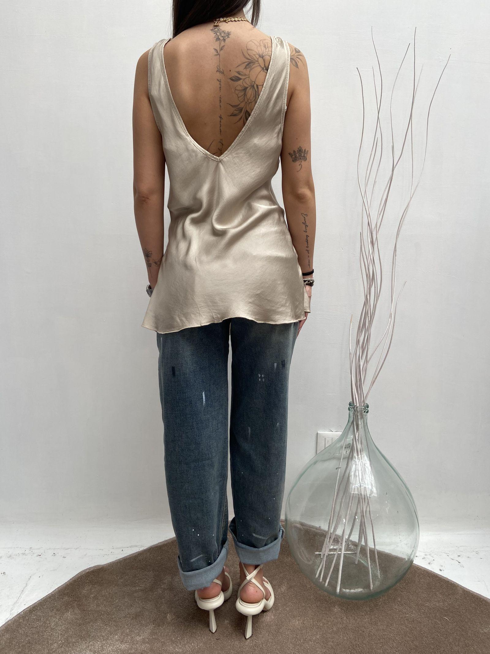 Top satinato scollo profondo - Ofelia MS2007 BEIGE OFELIA 