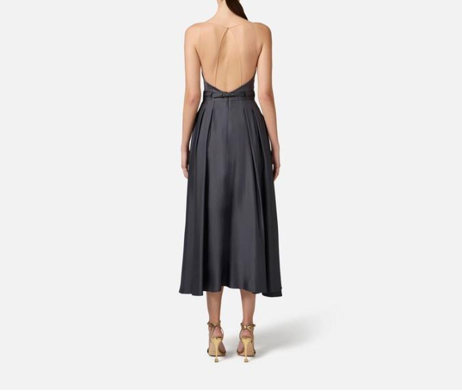 Gonna in raso con cintura - Elisabetta Franchi GO09851E2 DC3 ELISABETTA FRANCHI 