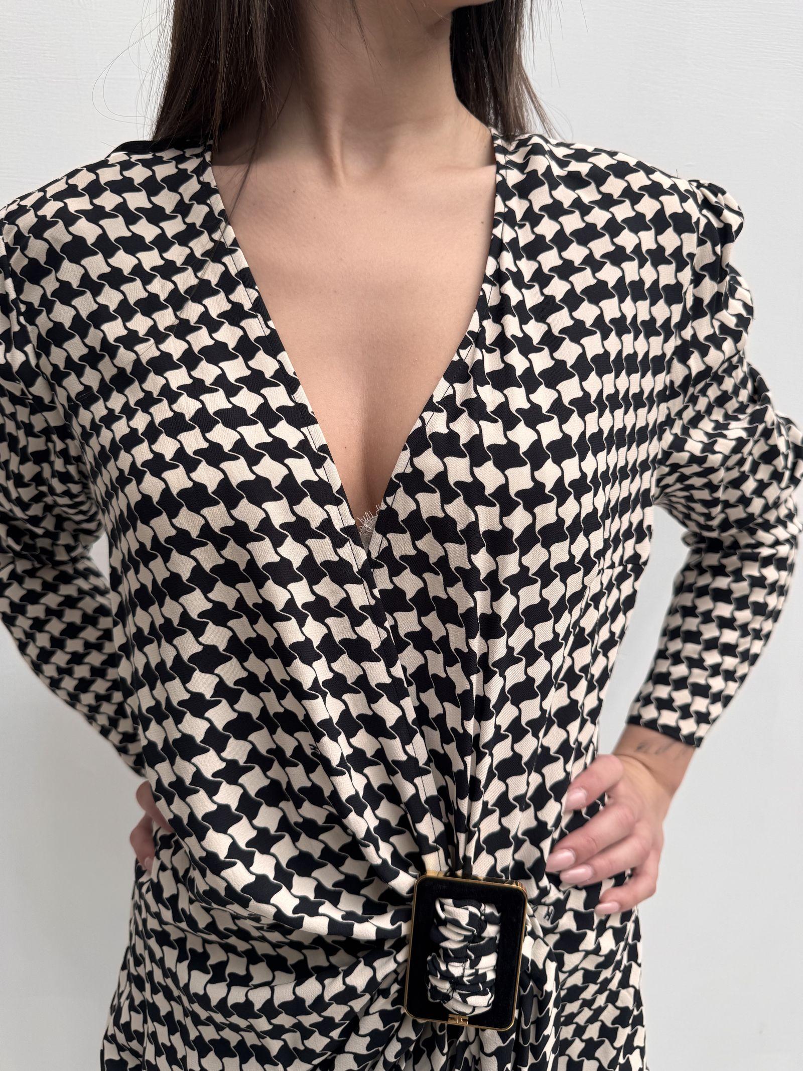 Abito stampa geometrica con fibbia - Elisabetta Franchi AB30827E2 685 ELISABETTA FRANCHI 