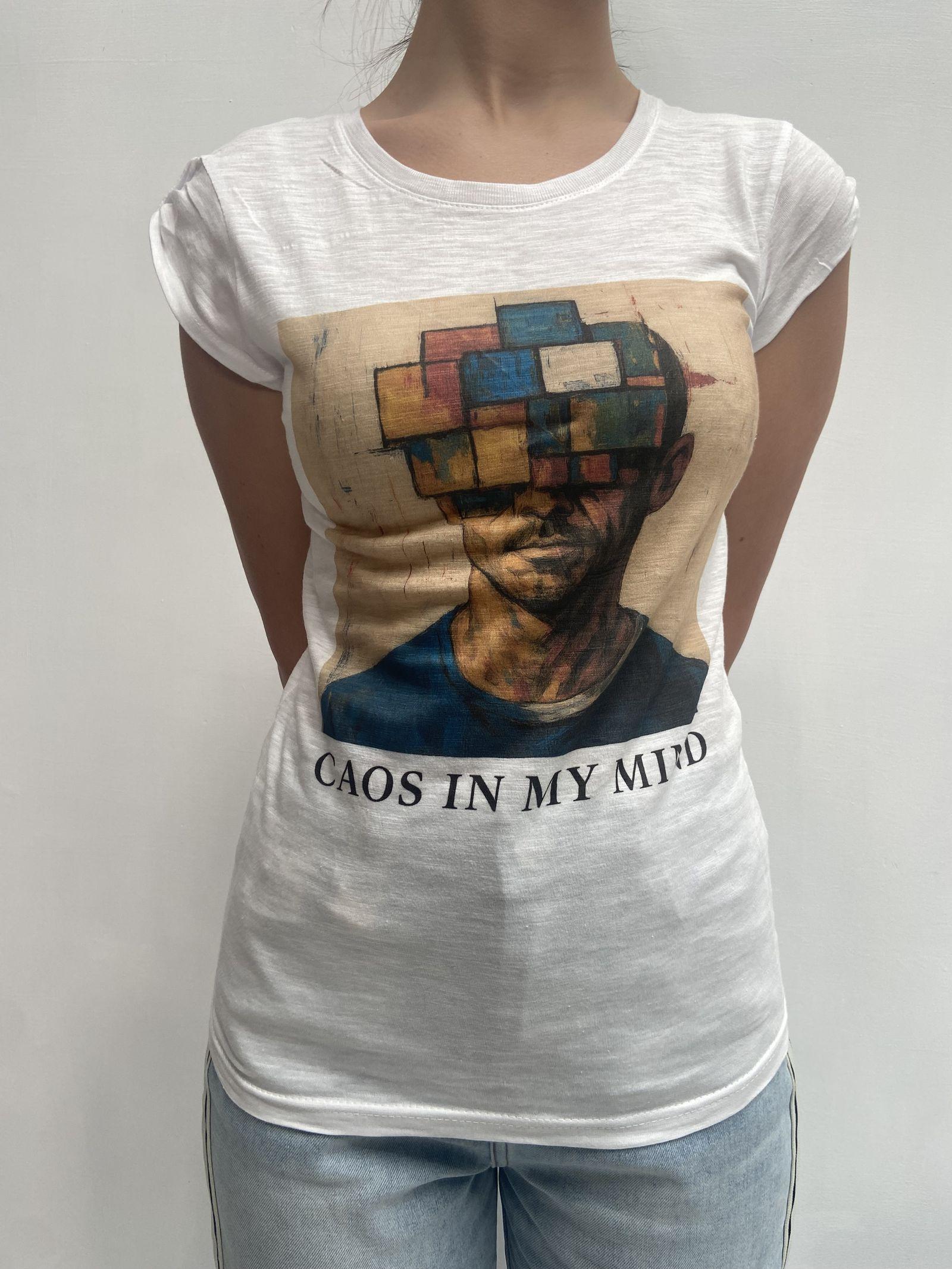T-shirt con stampa CAOSDONNA BIANCO OFELIA 