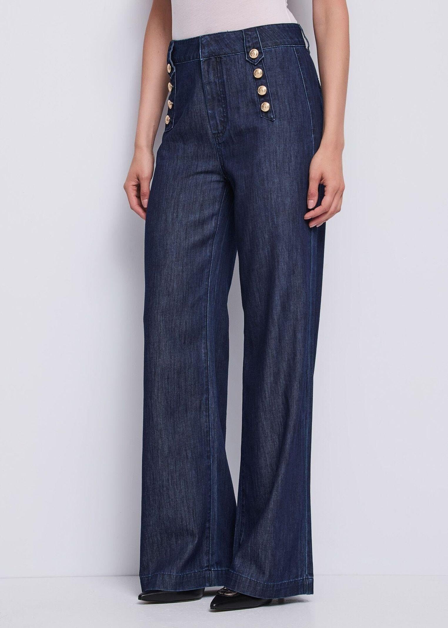 Jeans wide leg con bottoni dorati - Gaudi 611BD26038 00 GAUDI' 