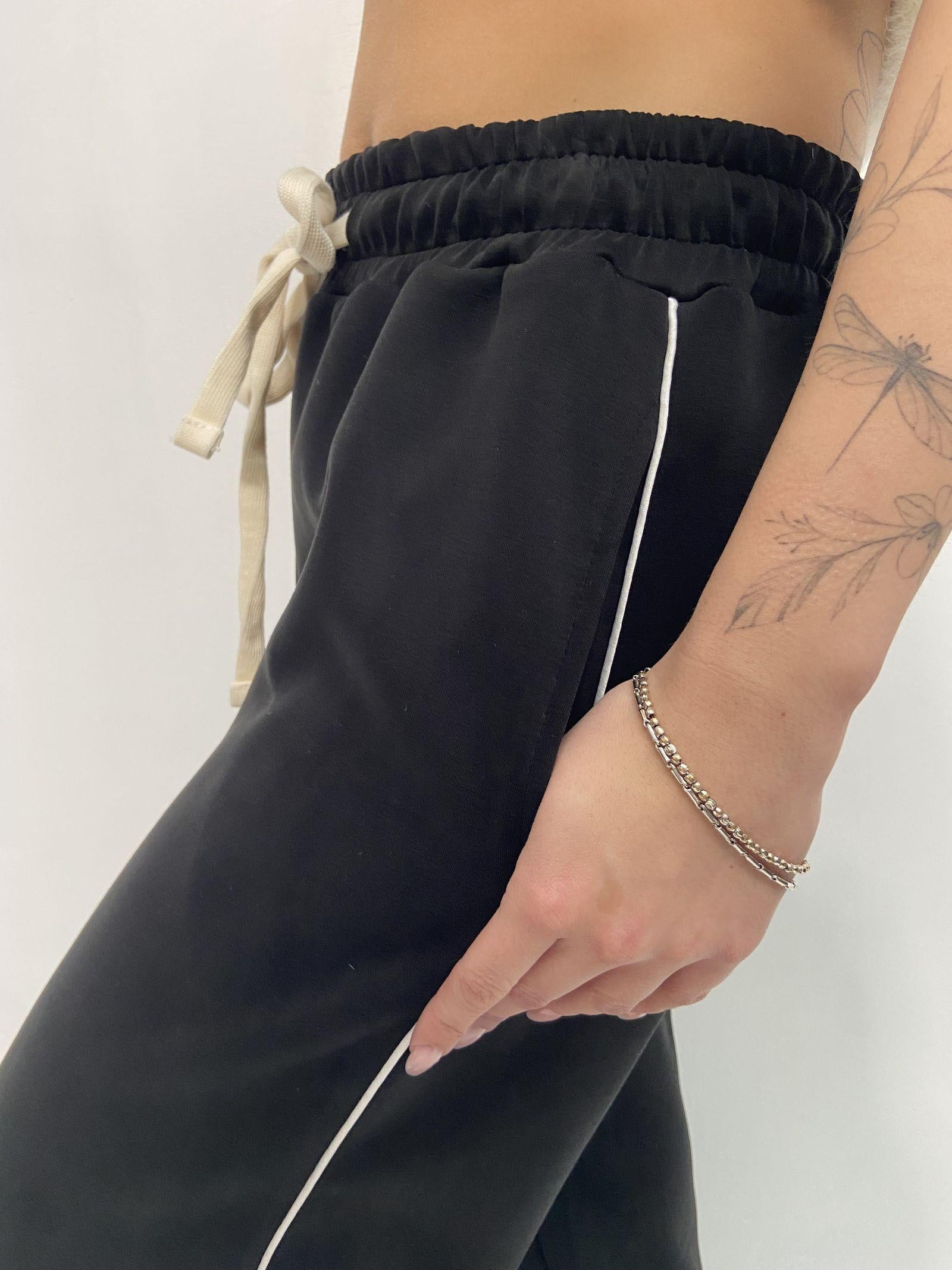 Pantalone gamba ampia Z6034 NERO OFELIA 