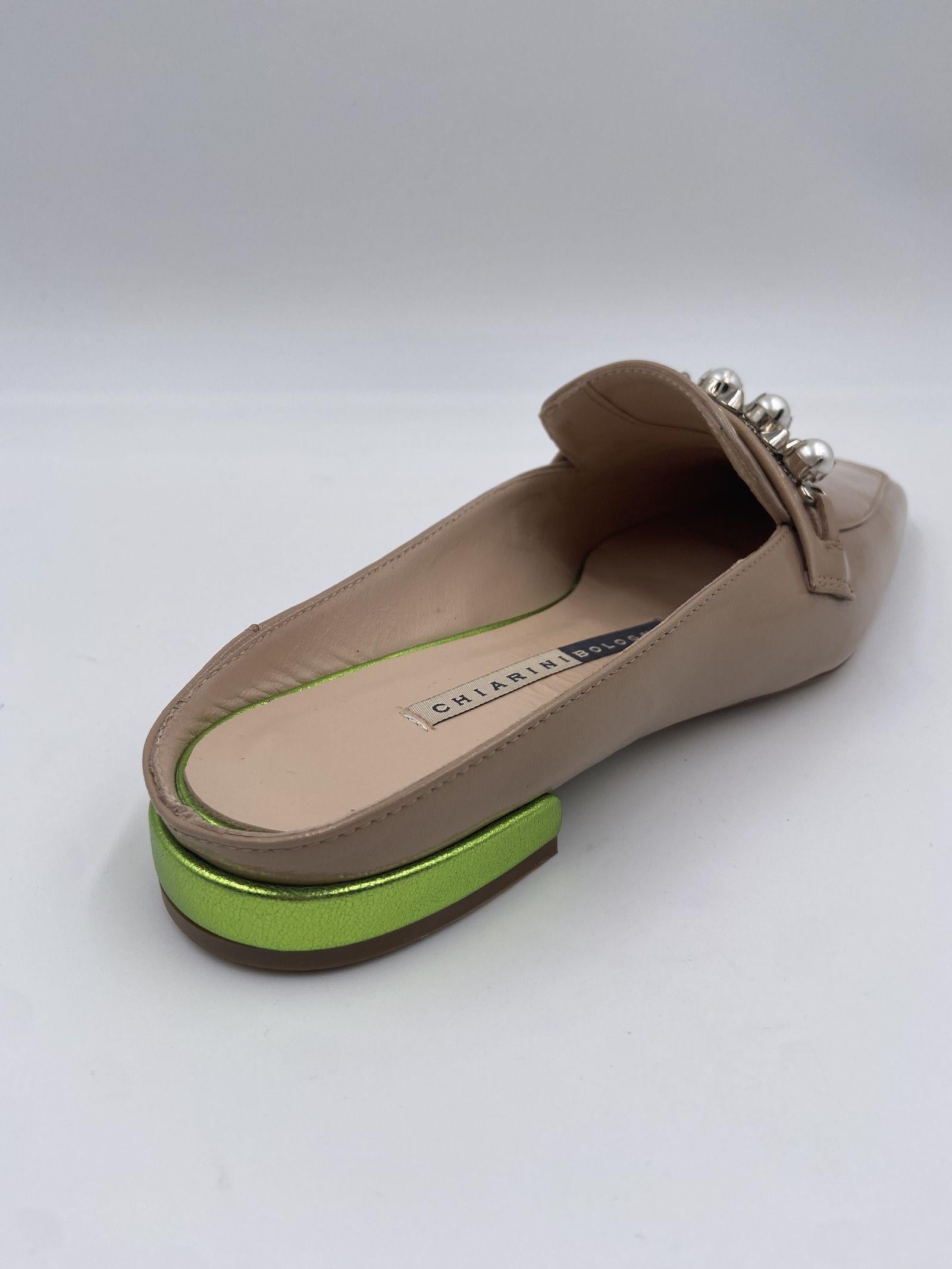 Sabot con perle e borchie 602 BEIGE CHIARINI 