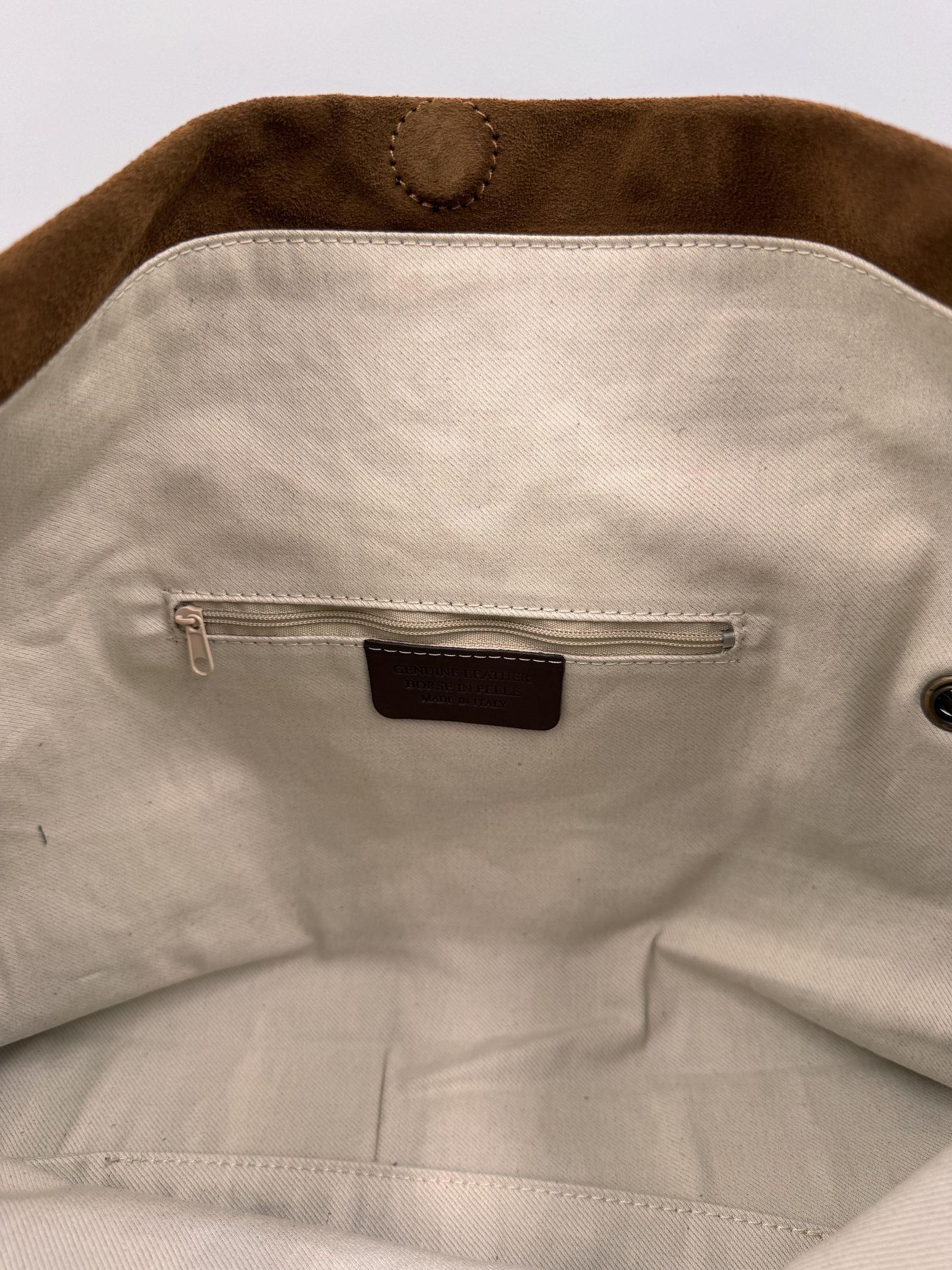 Borsa pieghevole in camoscio - Ofelia AZ208C CASTAGNA OFELIA 