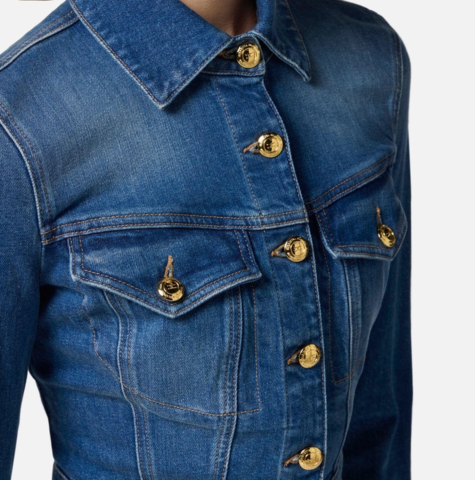 Giubbotto cropped in denim - Elisabetta Franchi BJ37I51E2 139 ELISABETTA FRANCHI 