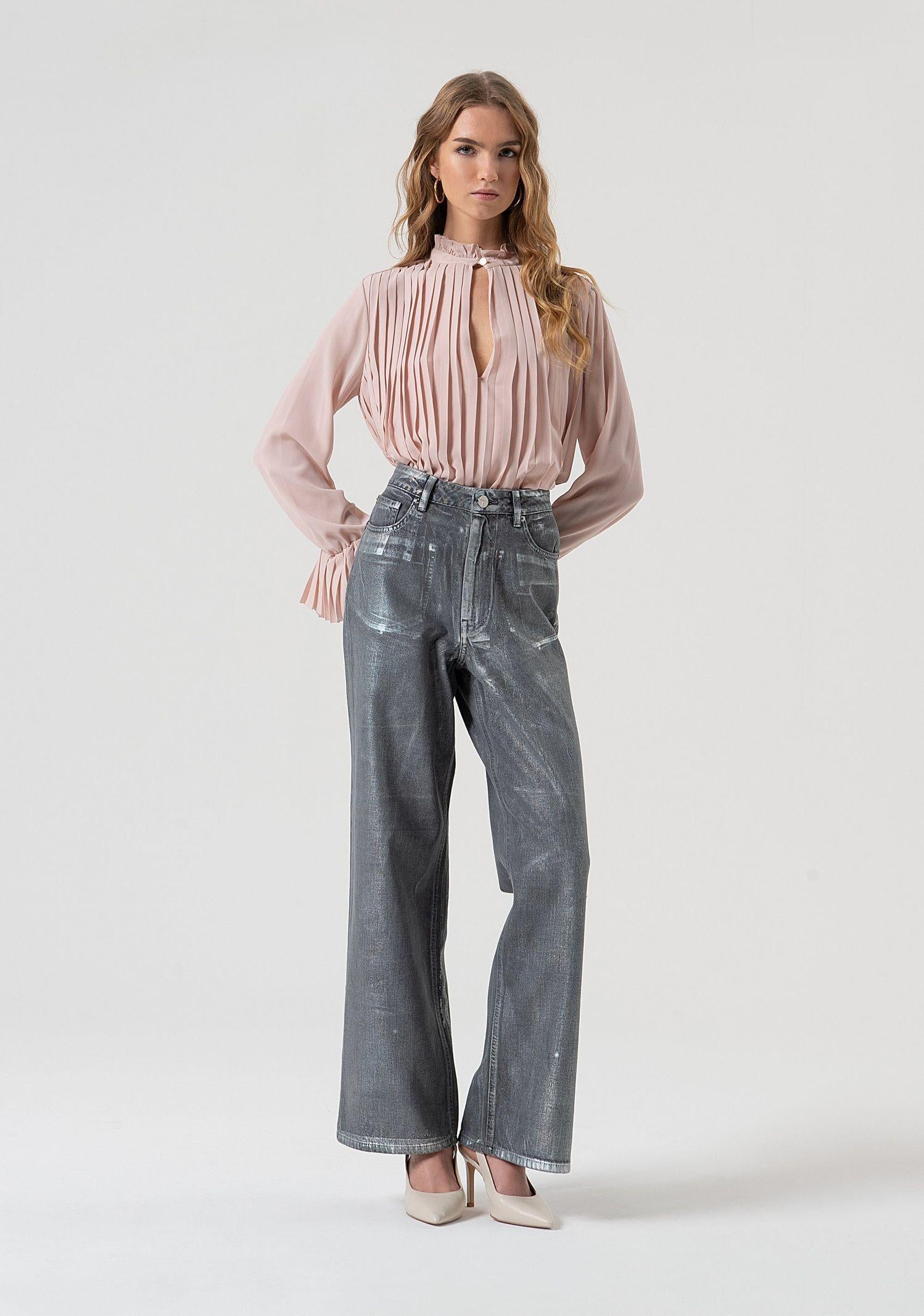 Jeans wide leg spalmato FR25WV2007D419O8 T59 FRACOMINA 