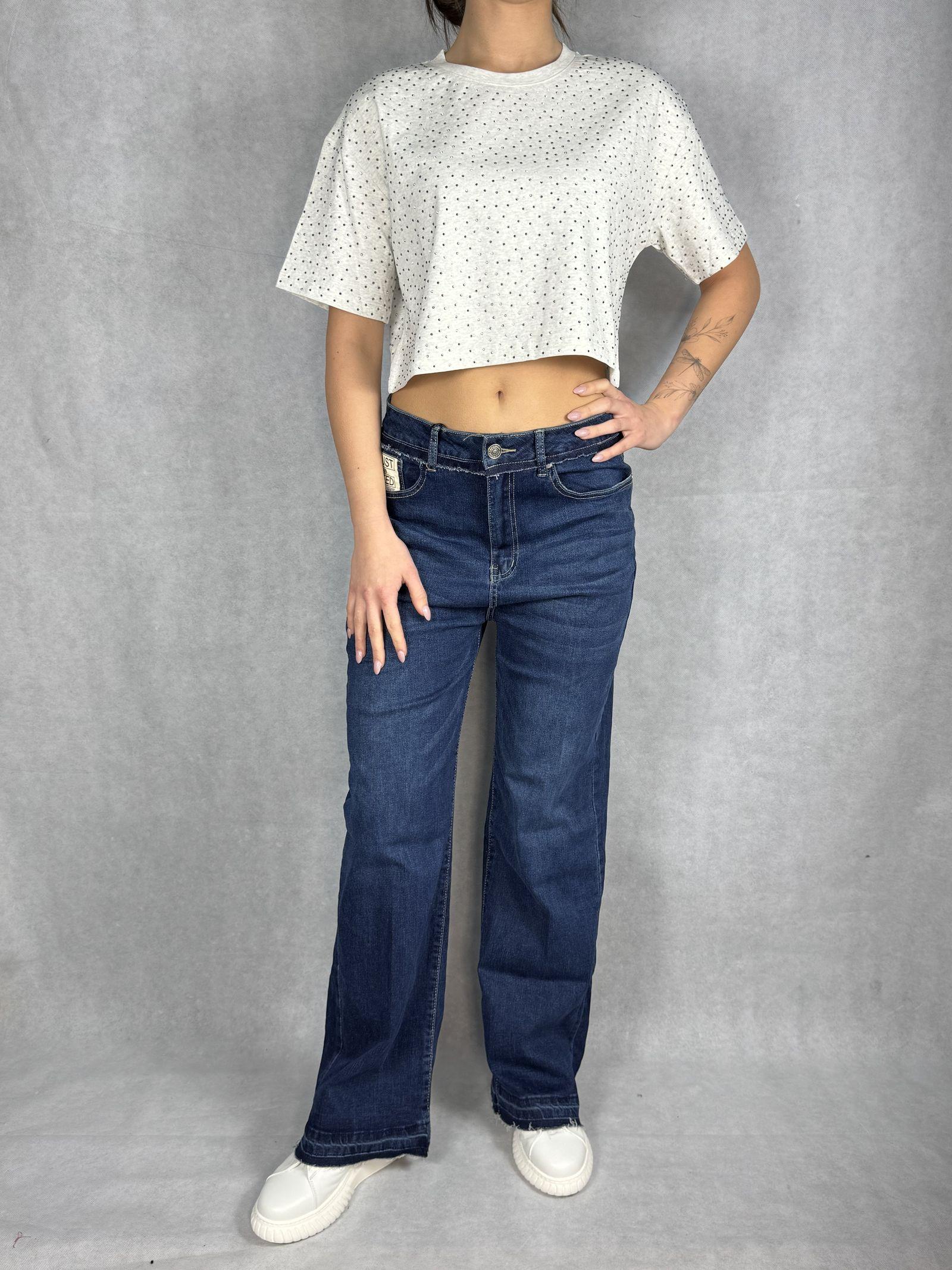 T- shirt girocollo con strass L8586 MELANGE OFELIA 