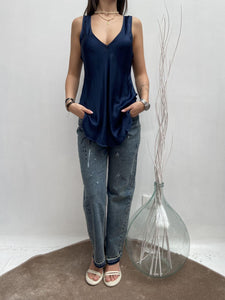 Top satinato scollo profondo - Ofelia